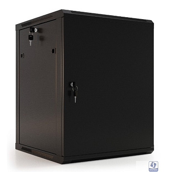 Hyperline TWB-0945-SR-RAL9004 шкаф настенный 19-дюймовый (19"), 9U, 500x600x450 мм, металлическая передняя дверь с замком, две боковые панели, цвет черный (RAL 9004) (разобранный)