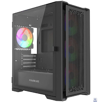 Powercase ByteFlow Micro Black LE, Tempered Glass, 4х 120mm ARGB PWM fans, чёрный, mATX [без встроенного хаба] (CAMBFB-A4-LE)