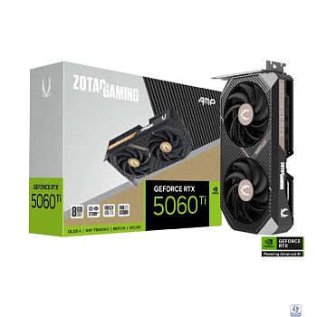 Видеокарта ZOTAC GAMING GeForce RTX 5060 Ti AMP 8GB GDDR7 128bit 2407/2632 MHz  3*DP/HDMI 2*FAN (ZT-B50610F-10M) RTL