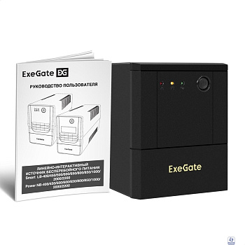 Exegate EX299818RUS ИБП ExeGate Power NB-2200.LED.AVR.4SH (2200VA/1300W, LED, AVR, 4*Schuko, батарея 12V 9Ah - 2 шт., металлический корпус, Black)