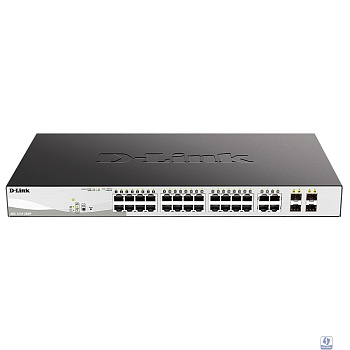 D-Link DGS-1210-28MP/F4A Настраиваемый L2 коммутатор с 24 портами 10/100/1000Base-T и 4 комбо-портами 100/1000Base-T/SFP (24 порта PoE 802.3af/at, PoE-бюджет 370 Вт)