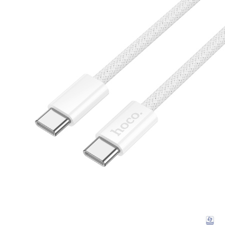 HOCO Кабель USB2.0 Hoco Type-C/Type-C, 3А, 60Вт, силиконовая оплетка, X105, 1м, белый, коробка