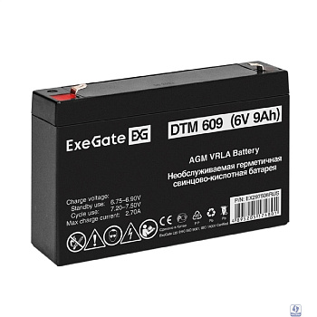 Exegate EX297508RUS Аккумуляторная батарея DTM 609 (6V 9Ah, клеммы F2)