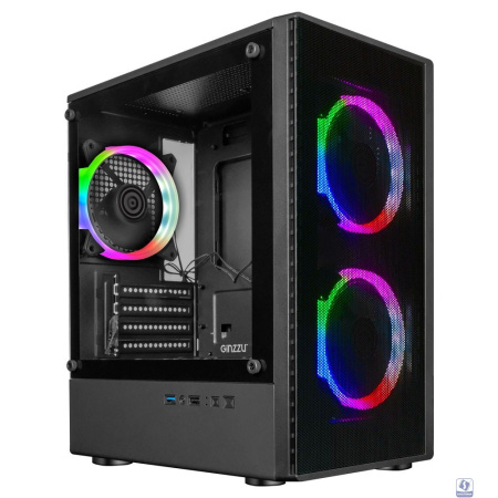 Корпус Ginzzu CL405 mATX FAN 3*12 FRGB (12RR4) передняя панель Сетка