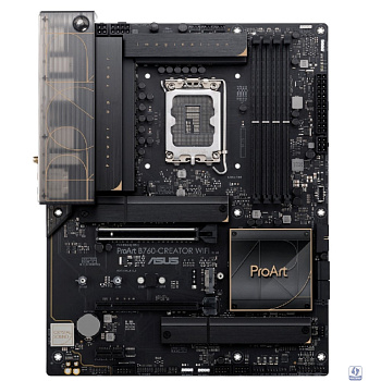 ASUS PROART B760-CREATOR WIFI (Socket 1700, mATX, 4xDDR5(192GB), DP/HDMI, 1xPCIe 5.0x16/1xPCIe 4.0x16/1xPCIe 3.0, 1xLAN+1xLAN (2.5GbE), Wi-Fi, BT, 4xSATA 6Gb/s, 3xM.2, 1xType-C, 4xUSB 3.2, 4xUSB 2.0)
