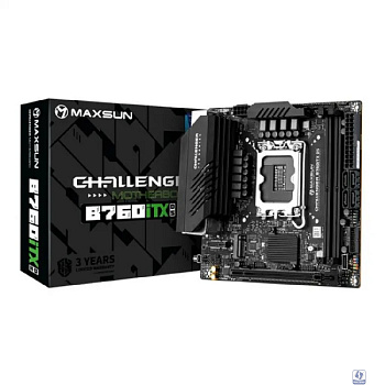 MAXSUN MS-Challenger B760ITX D5 (Socket 1700, mini-ITX, 2*DDR5, 2*HDMI/2*DP, 4*SATA3,  2*M.2, 1xPCI-E x16,  4*USB 2.0,  2 x USB 3.2 Gen1, LAN 1*1G/1*2.5G,  RTL)