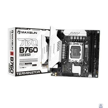 MAXSUN MS-Terminator B760BKB D5 WIFI (Socket 1700, mATX, 2*DDR5(96Gb), DP/HDMI, 2*SATA3, 4*M.2, 1xPCI-Ex16/1*PCIEx4, 4*USB 2.0, 4*USB 3.2 5G, LAN 1*2.5G,  BT, Wi-Fi 6E, RTL)