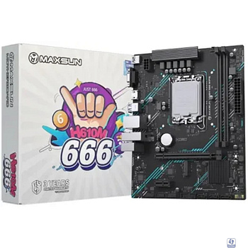 MAXSUN MS-H610M 666 WIFI6 D5 (Socket 1700, mATX, 2*DDR5, VGA/HDMI, 4*SATA3, 1*M.2, 1*PCIEx16/1*PCIEx1, 4*USB2.0, 2*USB 3.2 Gen1, LAN 1*1G, Bluetooth,  Wi-Fi 802.11ax, RTL)