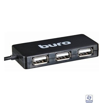Buro BU-HUB4-U2.0-Slim Разветвитель USB 2.0 4порт. черный (389734)