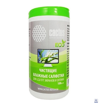 CACTUS Салфетки CS-T1001E для экранов и оптики туба 100шт влажных