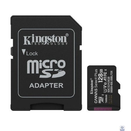 Micro SecureDigital 128GB Kingston  Canvas Select Plus Gen3 150MB/s A1, с адаптером [SDCS3/128GB]