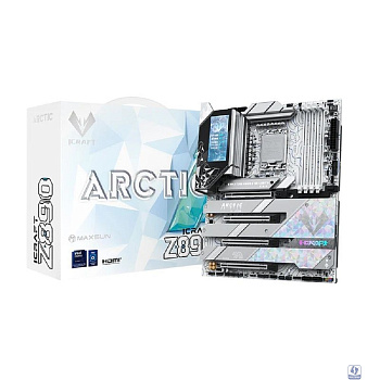 MAXSUN MS-iCraft Z890 ARCTIC (Socket 1851, ATX, 4*DDR5(256Gb), DP/HDMI, 4*SATA3, 4*M.2, 4xPCI-Ex16, 2*Type-C, 9*USB 3.1, LAN 1*5G, BT 5.4, Wi-Fi 7, SPDIF, white, RTL)