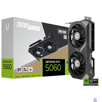 Видеокарта ZOTAC GAMING GeForce RTX 5060 TWIN EDGE 8Gb GDDR7 128 bit  2280/2497  MHz  3*DP/HDMI  2*FAN (ZT-B50600E-10M) RTL 