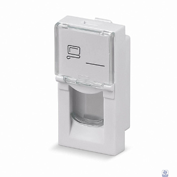 Rexant (03-0160) Вставка Mosaic 22,5x45, на 1 порт с прозрачной шторкой и увеличенным окном маркировки, белая