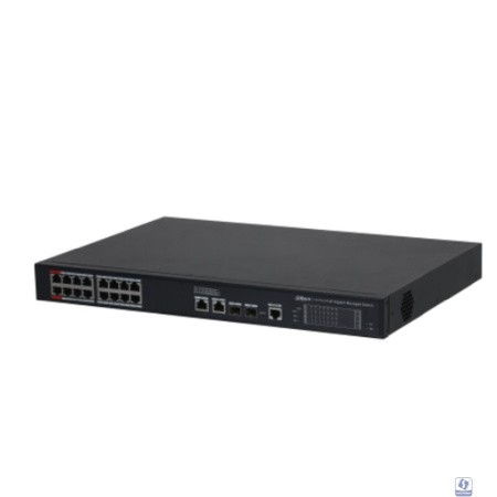 DAHUA DH-S4220-16GT-240 20-портовый гигабитный управляемый коммутатор с PoE, уровень L2, 16xRJ45 1Gb PoE, 2xRJ45 1Gb, 2xSFP 1Gb, суммарно до 240Вт, коммутация 56 Гбит/с, MAC-таблица 8к