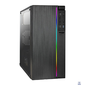 Exegate EX283754RUS Корпус Minitower ExeGate mEVO-9301-RGB (mATX, без БП, с окном, 2*USB+1*USB3.0, HD аудио, черный с RGB подсветкой)