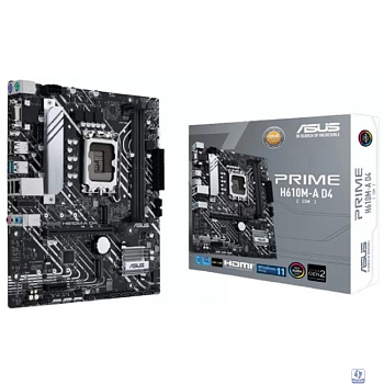 ASUS PRIME H610M-A D4-CSM (Socket 1700, mATX, 2xDDR4(64GB),  VGA/DP/HDMI, 1xPCIe 4.0x16/1xPCIe 3.0, 1xLAN, 4xSATA 6Gb/s, 2xM.2, 1xM.2 E key, 2xUSB 3.2, 4xUSB 2.0, 2xPS/2)
