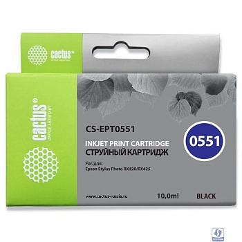Картридж струйный Cactus CS-EPT0551 черный (10мл) для Epson Stylus RX520/Stylus Photo R240
