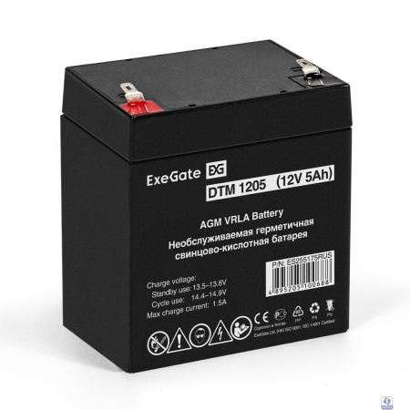 Exegate ES255175RUS Аккумуляторная батарея DTM 1205/EXS1250 (12V 5Ah, клеммы F1)