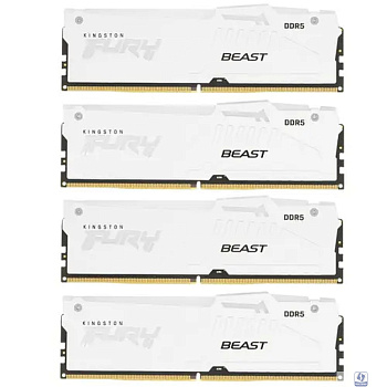 Память оперативная/ Kingston 64GB 6000MT/s DDR5 CL40 DIMM (Kit of 4) FURY Beast White RGB XMP