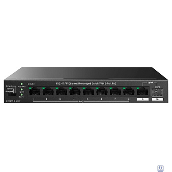 IP-COM G1110PF-8-120W Коммутатор неуправляемый PoE, 10 портов, 9x1 Гбит/с, SFP 1х1 Гбит/с, PoE 8х30 Вт (до 102 Вт), настольный