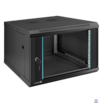 Exegate EX298606RUS Шкаф телекоммуникационный 19" настенный 6U ExeGate EC-WM-6U.600.G.BLACK (19”, 6U, 600x600x370mm (ШхГхВ), передняя дверь закаленное стекло, съемные боковые панели, пыле- и влагозащи