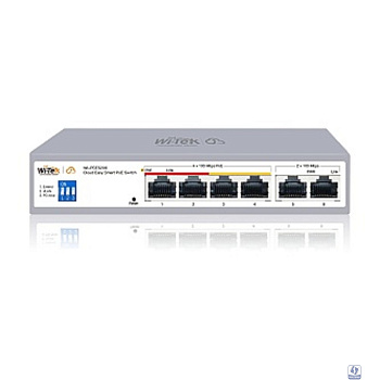 Wi-Tek WI-PCES206, настраиваемый PoE 60Вт, порты 4FE PoE + 2FE, Easy Smart
