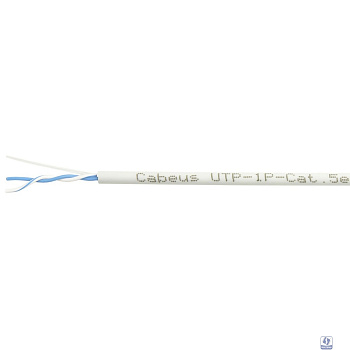 Cabeus UTP-1P-Cat.5e-SOLID-100 Кабель витая пара (UTP), категория 5e, 1 пара (24 AWG), одножильный (solid), PVC нг(А)-LS, серый (100 м)