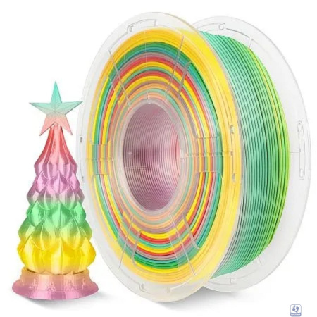 Филамент NVPRINT Silk PLA+ Rainbow 01 для 3D печати диаметр 1.75мм  длина 330 метров  масса 1 кг