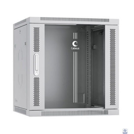 Cabeus SH-05F-12U60/45-R Шкаф телекоммуникационный настенный разобранный 19" 12U 600x450x635mm (ШхГхВ) дверь стекло, цвет серый (RAL 7035)
