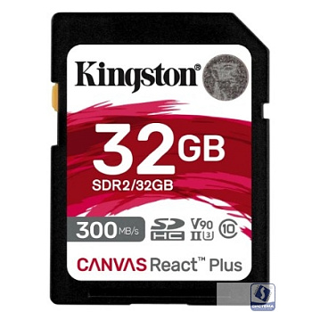 SecureDigital 32GB Kingston SDHC, UHS-I Class U3 V90, чтение: 300Мб/с, запись: 260Мб/с <SDR2/32GB>