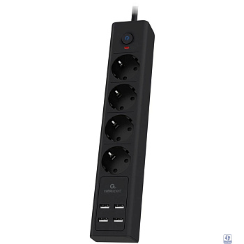 Cablexpert Сетевой фильтр Exnovo EXN-4-U4-B-2 (4р, 16А, 4 х USB, 3.4A, 2м, ур.защиты 4+) черный, коробка 