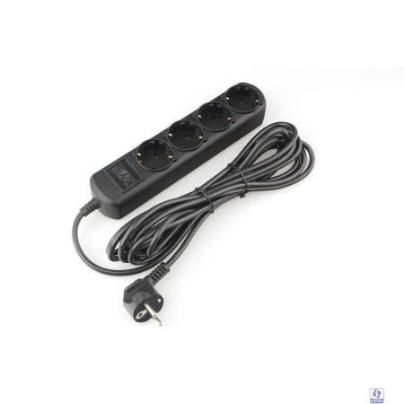 PowerCube Удлинитель (PC-2B-3M) 3.0м, 4 розетки, 16А, без выключателя, черный графит