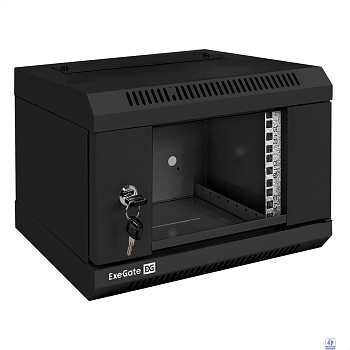 Exegate EX300248RUS Шкаф телекоммуникационный 10" настенный 4U ExeGate EC-WM-4U.310.G.BLACK (10”, 4U, 330x310x230mm (ШхГхВ), передняя дверь закаленное стекло, пыле- и влагозащита IP23, черный RAL 9004