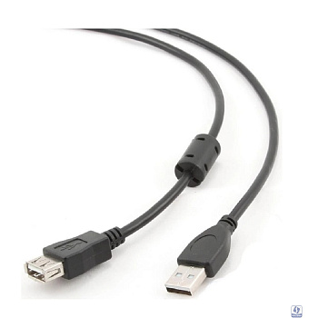 Bion Кабель удлинительный USB 2.0 AM/AF, позолоченные контакты, ферритовые кольца, 1.8 м, черный [BXP-CCF-USB2-AMAF-018]