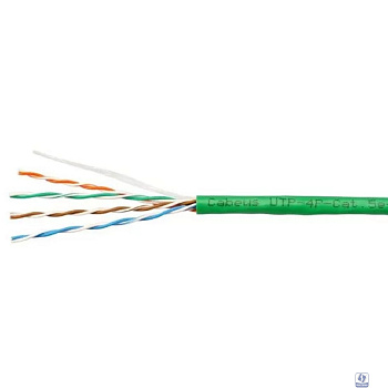 Cabeus UTP-4P-Cat.5e-SOLID-GN Кабель витая пара UTP (U/UTP), категория 5e, 4 пары (24 AWG), одножильный, PVC нг(А)-LS, зеленый (305 м)