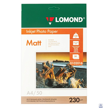 LOMOND 0102016 Матовая бумага 1х А4, 230г/м2, 50л