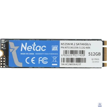 Netac 512GB M.2 2280 SATA3 N535N 3D NAND SSD, R/W up to 540/490MB/s [NT01N535N-512G-N8X]
