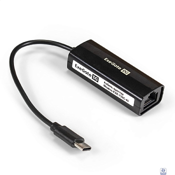 Exegate EX296215RUS Кабель-адаптер ExeGate EXE-732C-45 (USB2.0 Type C --> 1xRJ45 UTP 10Mbps/100Mbps, Realtek Chipset RTL8152B)