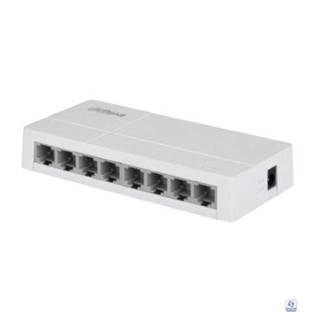 DAHUA DH-SF1008L 8-портовый неуправляемый коммутатор, 8x10/100 Base-T, коммутация 1.6 Гбит/с, MAC-таблица 2K, пластик