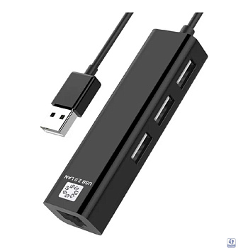 5bites Кабель-адаптер UA2-45-06BK USB2.0 сетевая карта / 3*USB2.0 / RJ45 100MB / BLACK