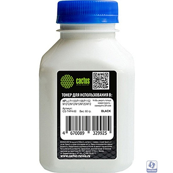 Тонер Cactus CS-THP4-60 черный флакон 60гр. для принтера HP LJ P1005/P1006/P1100/P1102