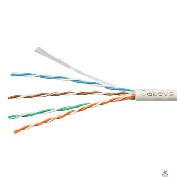 Cabeus UTP-4P-Cat.5e-SOLID-LSLTx-GY-20 Кабель витая пара UTP (U/UTP), категория 5e, 4 пары (24 AWG), одножильный, нг(А)-LSLTx, серый (20 м)