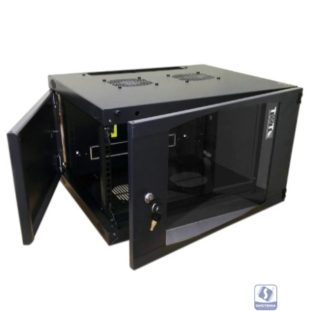 Шкаф настенный LANMASTER Next, 12U 550x450, стеклянная дверь, черный (TWT-CBWNG-12U-6x4-BK)
