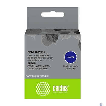 Картридж ленточный Cactus CS-LK6YBP черный для Epson LW700/LW600P/LW1000P/Z700/Z900