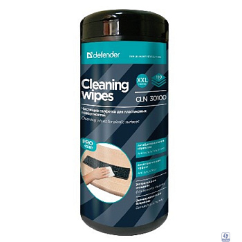 DEFENDER Влажные чистящие салфетки CLN 30100 Pro в пласт. тубе, 110шт., термобонд