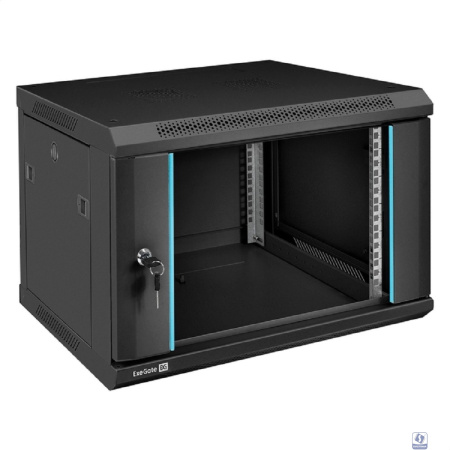 Exegate EX298605RUS Шкаф телекоммуникационный 19" настенный 6U ExeGate EC-WM-6U.450.G.BLACK (19”, 6U, 600x450x370mm (ШхГхВ), передняя дверь закаленное стекло, съемные боковые панели, пыле- и влагозащи