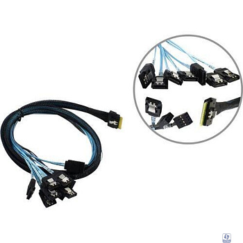 Procase CBL-SLSAS8-8SATA-10 Кабель для подключения корзин, SFF-8654 (Slimline SAS x8) к 8* SATA , 100 cm