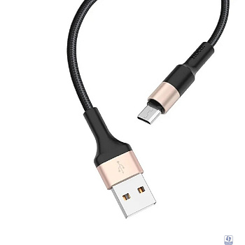 HOCO HC-80213 X26/ USB кабель Micro/ 1m/ 2A/ Нейлон/ Black&Gold
