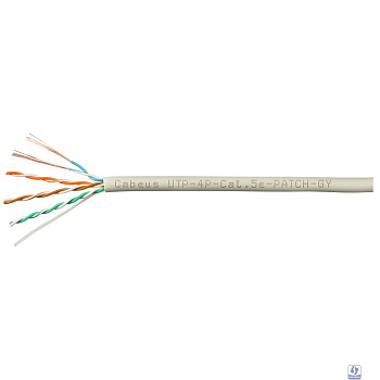 Cabeus UTP-4P-Cat.5e-PATCH-GY Кабель витая пара UTP (U/UTP), категория 5e, 4 пары, (24 AWG), многожильный, PVC нг(А)-LS, серый (305 м)